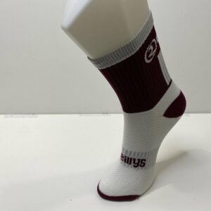 Mid Length Socks – Maroon/White