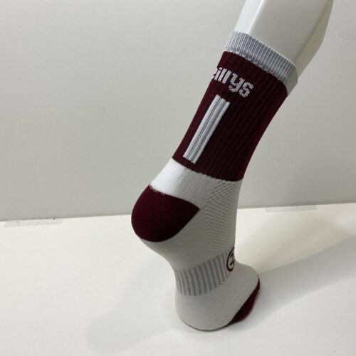 Mid Length Socks – Maroon/White