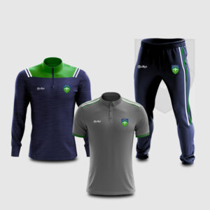Pobalscoil Ghaoth Dobhair Pack 12 – Navy/Green Half Zip – Skinnies – Polo