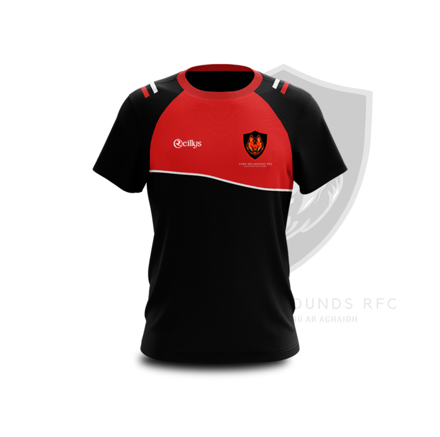 Cork Hellhounds RFC – Round Neck T-Shirt RED/ BLACK