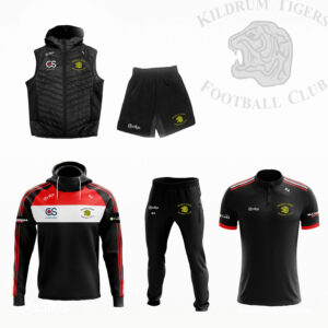 Kildrum Tigers FC – Kids Pack 2:  Hoodie, Skinnies, Polo, Leisure Shorts, Body Warmer