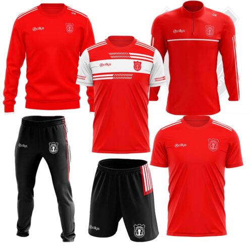 Carndonagh FC – Adults Pack: Crewneck, Half Zip, Jersey, Tshirt, Skinnies & Leisure Shorts